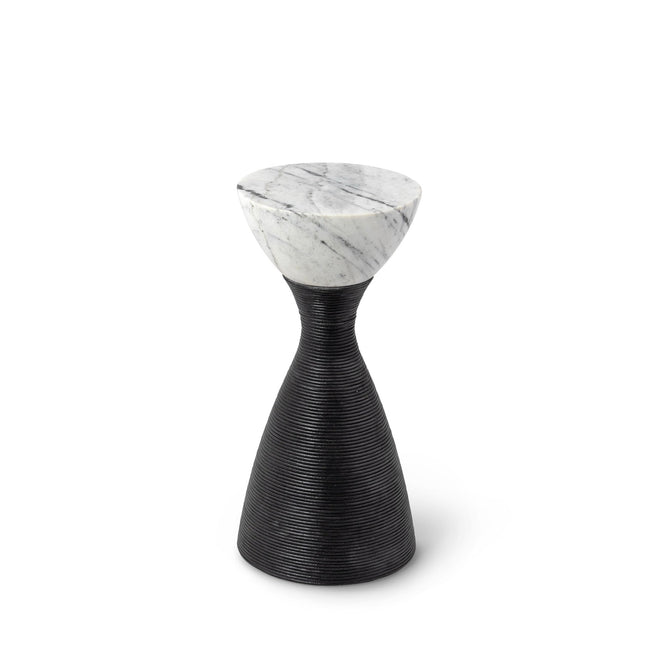 Ellory Leather And Stone Side Table Small Black