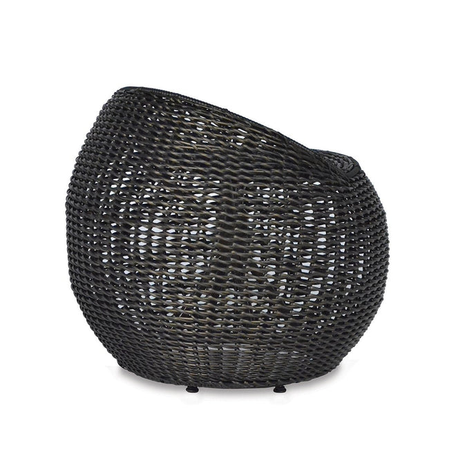 Open Weave Wicker Swivel Stl, Blk