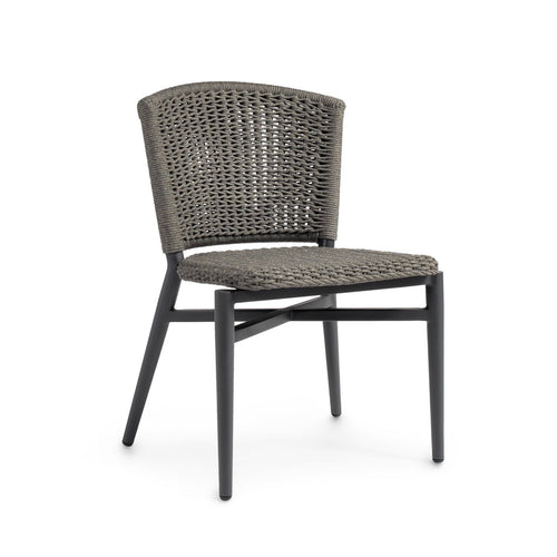 Nina Outdoor Stackable Side Chair, Charcoal