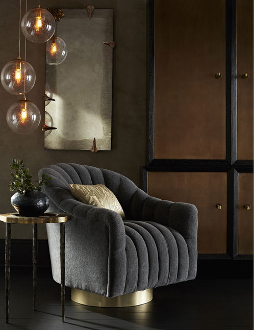 Springsteen Chair Indigo Tweed Champagne Swivel