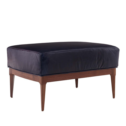 Laurette Ottoman - Indigo Leather