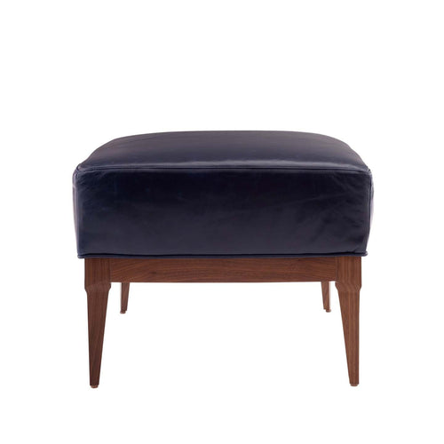 Laurette Ottoman - Indigo Leather