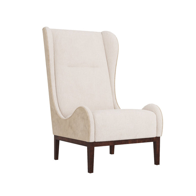 Pierce Wing Chair Stone Boucle Dark Walnut