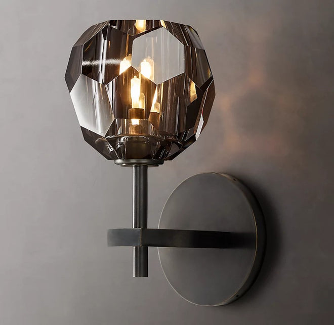 Crystal Wall Light - Smoked Glass