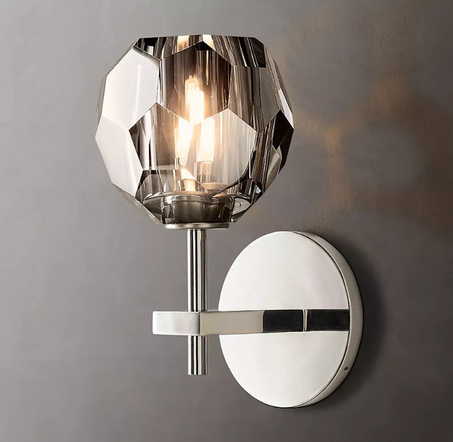 Crystal Wall Light - Smoked Glass