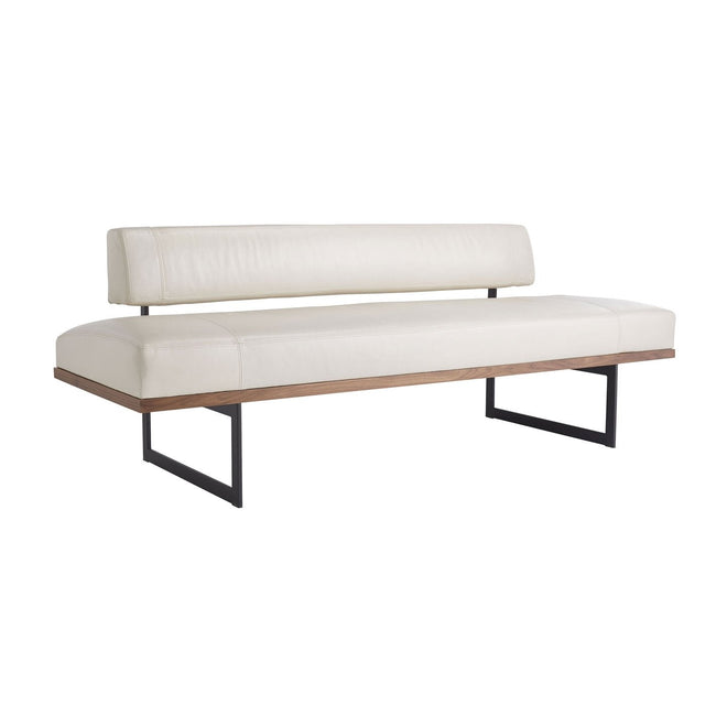 Tuck Bench Ivory Leather