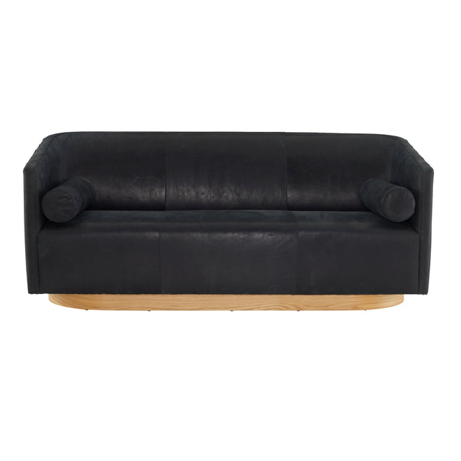 Huxley Sofa Noir Leather White Oyster