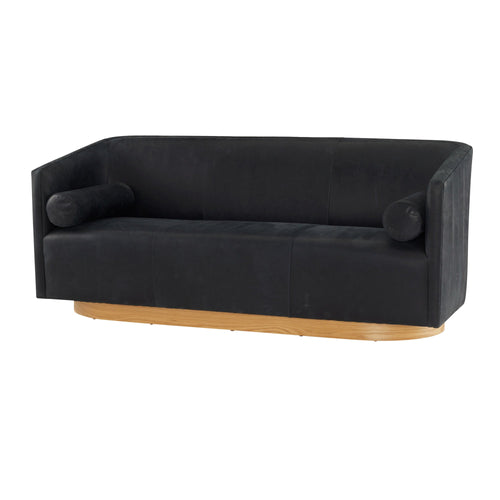 Huxley Sofa Noir Leather White Oyster