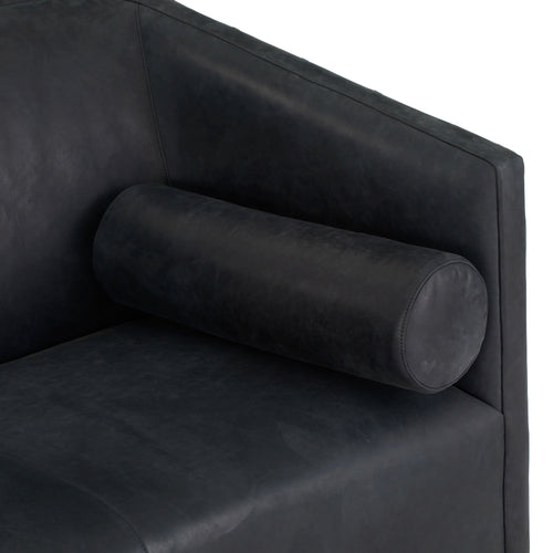 Huxley Sofa Noir Leather White Oyster