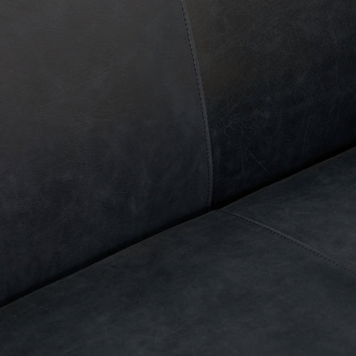 Huxley Sofa Noir Leather White Oyster