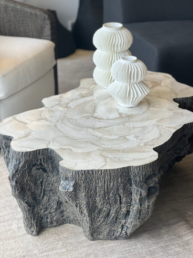Chloe Fossilized Clam Coffee Table  - Showroom Model