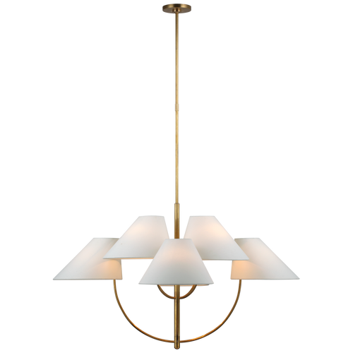 Kinsley Large Two-Tier Chandelier in Polished Nickel with Linen Shades