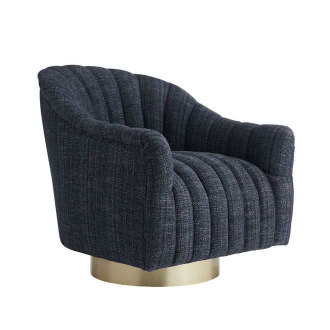 Springsteen Chair Indigo Tweed Champagne Swivel