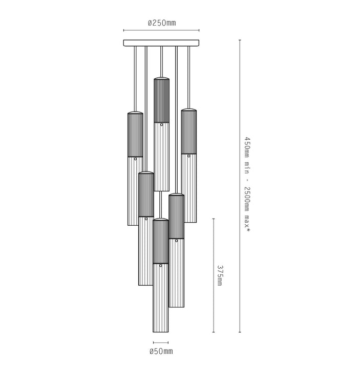 Flume 50 Pendant 6lt Drop