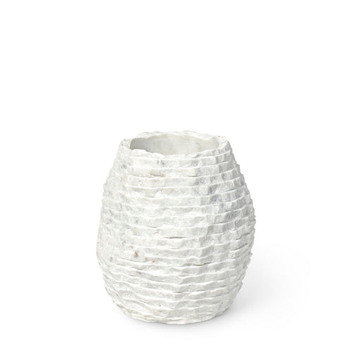 Ambrose Chiseled Marble Vase Short