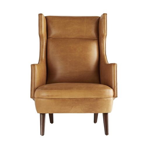 Budelli Wing Chair Cognac Leather Dark Walnut