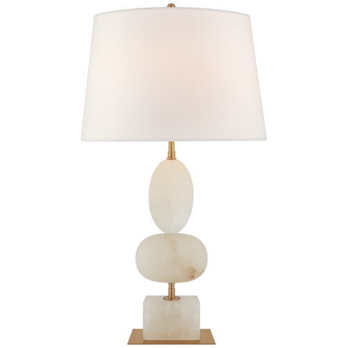 Dani Medium Table Lamp in Alabaster with Linen Shade