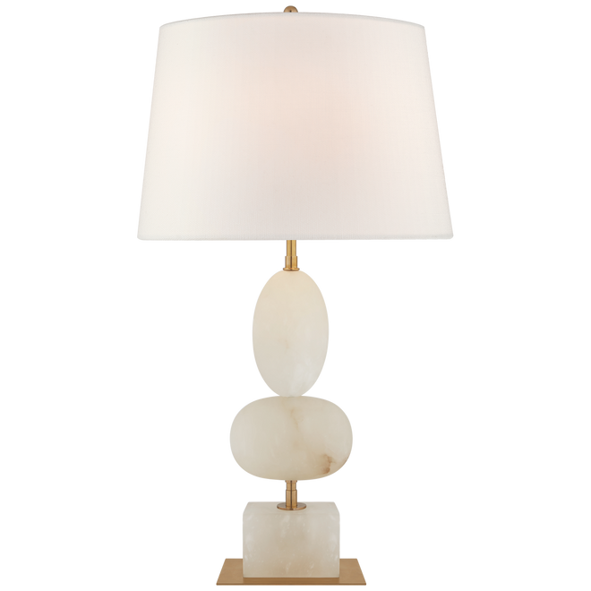 Dani Medium Table Lamp in Alabaster with Linen Shade